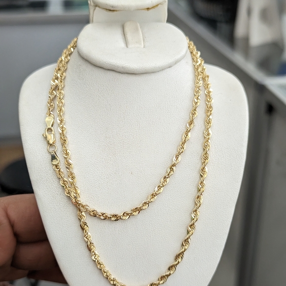 10kt Real Gold Rope Chain 3.2 mm 24 Inch